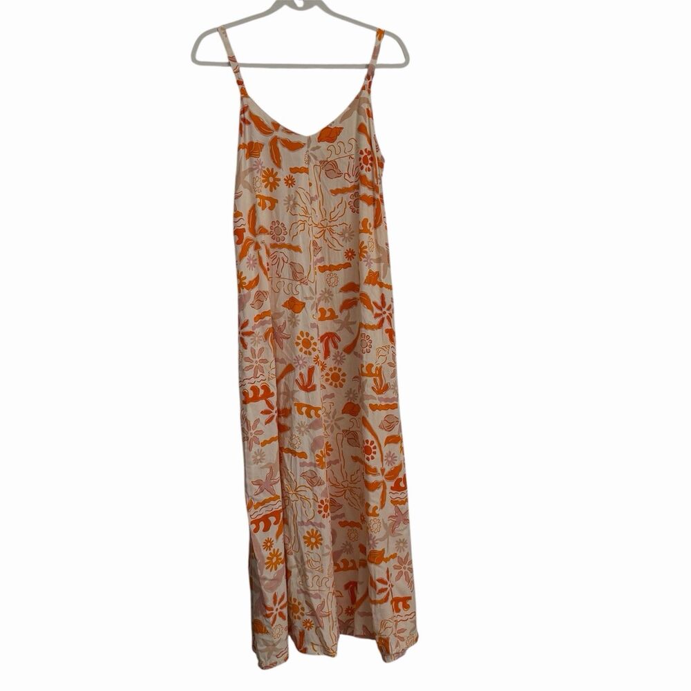 Label Of Love Dress Medium Orange Sweetheart Neck Strap Midi Sundress Resortwear - Picture 4 of 8
